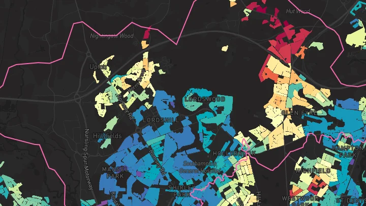 House price heatmap showing property values across Southampton