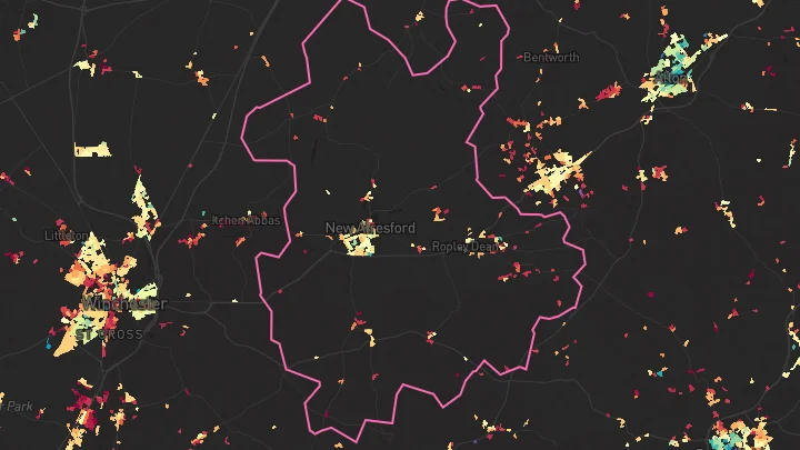 House price heatmap showing property values across Alresford