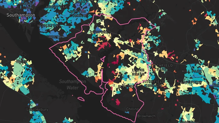 House price heatmap showing property values across Locks Heath