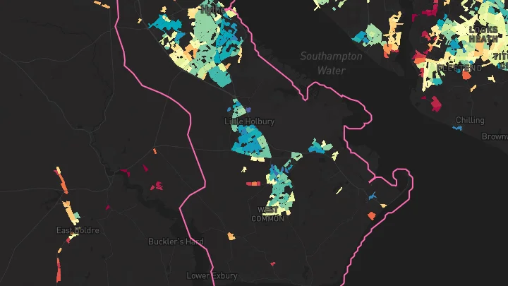 House price heatmap showing property values across Hythe