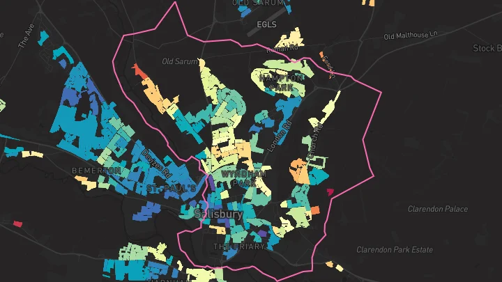 House price heatmap showing property values across Salisbury