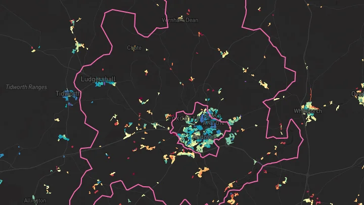 House price heatmap showing property values across Ludgershall