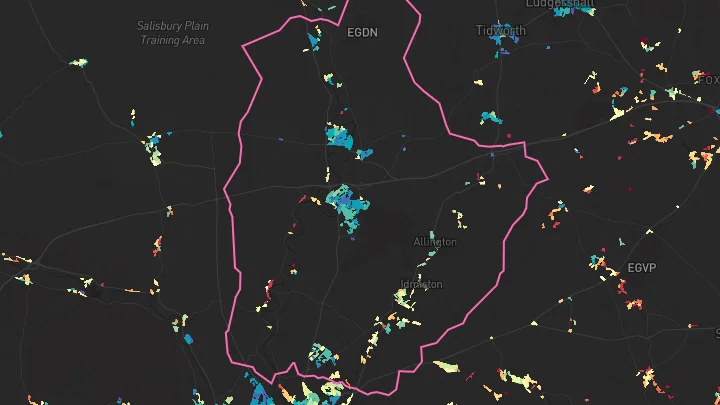 House price heatmap showing property values across Amesbury