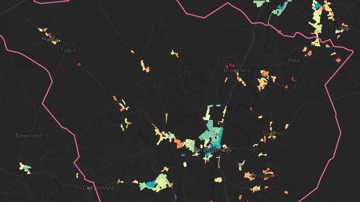 House price heatmap showing property values across Alderholt