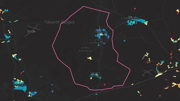 House price heatmap showing property values across Shipton Bellinger