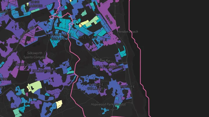 House price heatmap showing property values across Sunderland