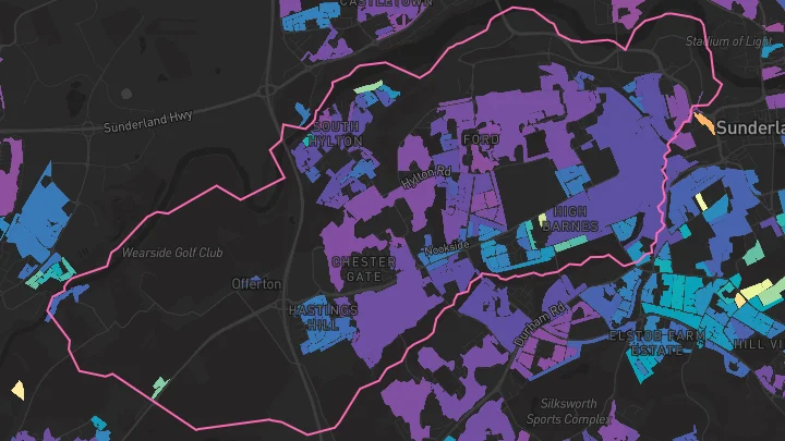 House price heatmap showing property values across Sunderland