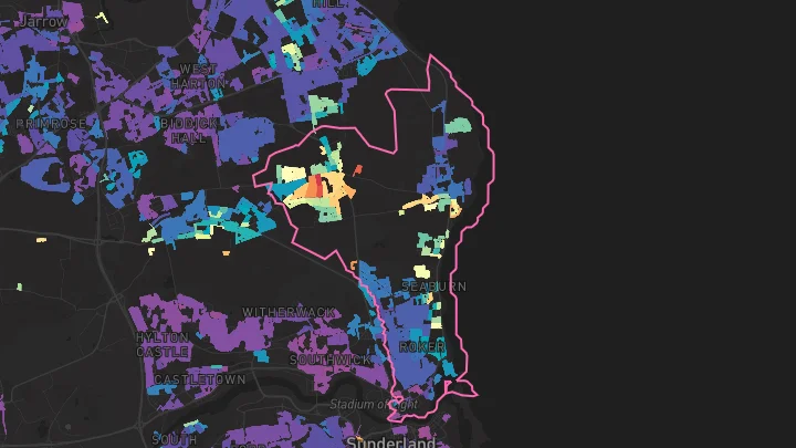 House price heatmap showing property values across Sunderland