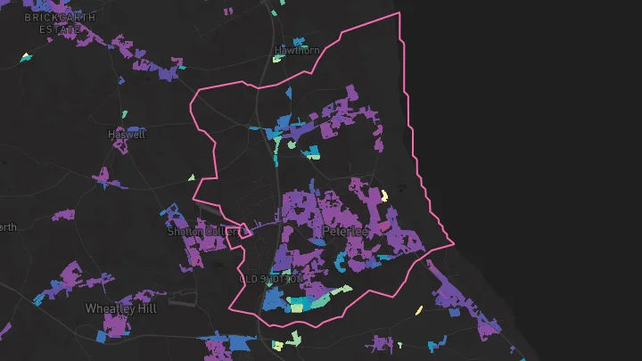 House price heatmap showing property values across Peterlee