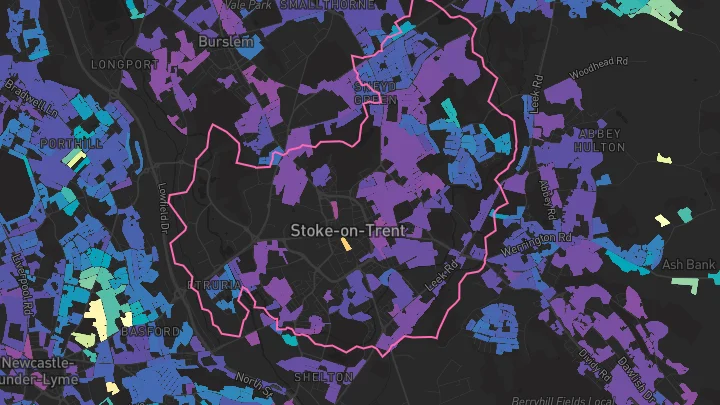 House price heatmap showing property values across Stoke-On-Trent
