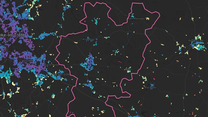 House price heatmap showing property values across Cheadle