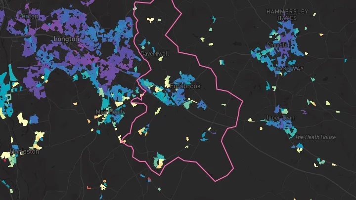 House price heatmap showing property values across Blythe Bridge