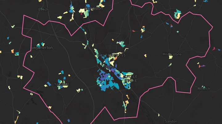 House price heatmap showing property values across Stone