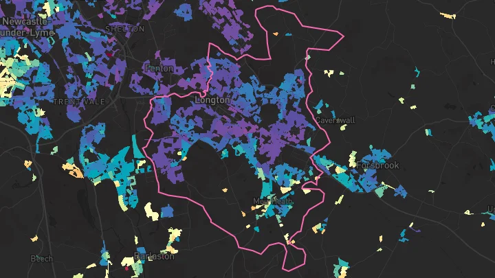 House price heatmap showing property values across Stoke-On-Trent