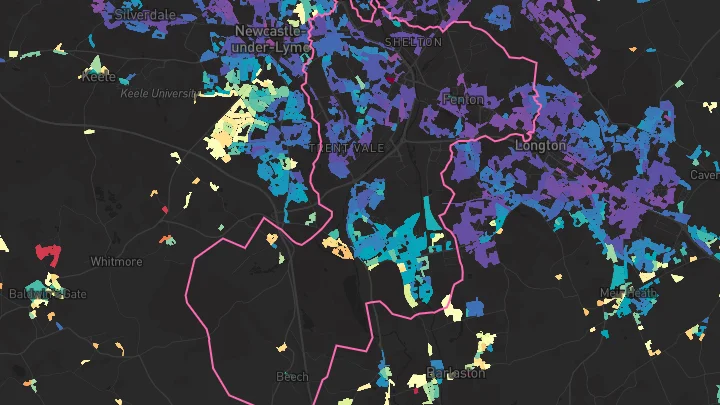 House price heatmap showing property values across Stoke-On-Trent