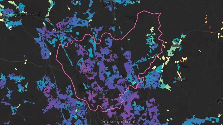 House price heatmap showing property values across Stoke-On-Trent