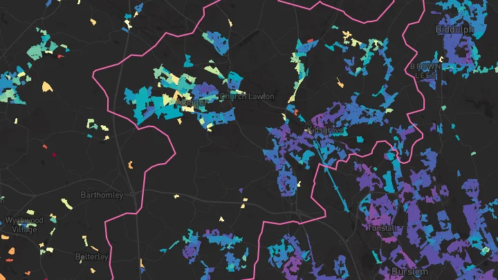 House price heatmap showing property values across Alsager