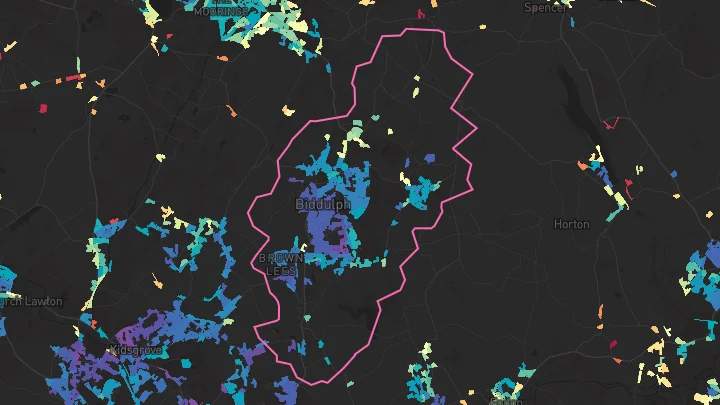 House price heatmap showing property values across Biddulph