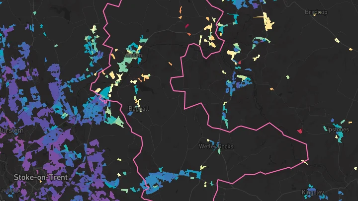 House price heatmap showing property values across Werrington