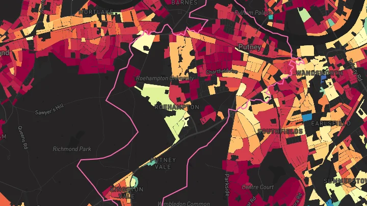House price heatmap showing property values across Putney