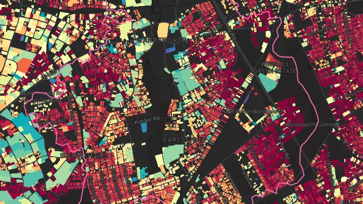 House price heatmap showing property values across Earlsfield