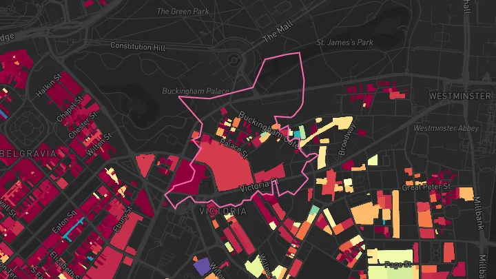 House price heatmap showing property values across London