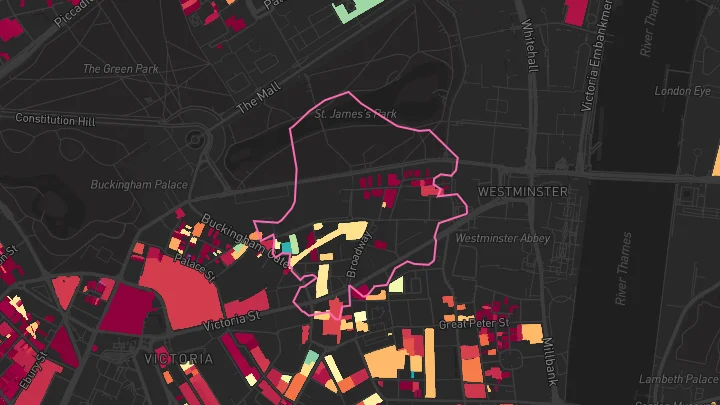 House price heatmap showing property values across London