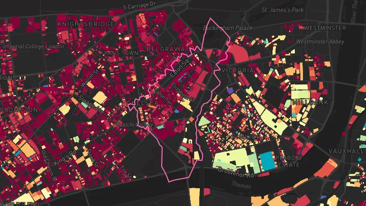 House price heatmap showing property values across Argyle Road