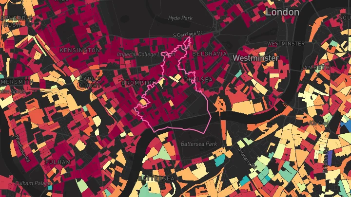 House price heatmap showing property values across Chelsea