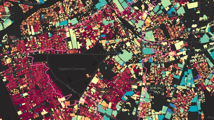 House price heatmap showing property values across Clapham