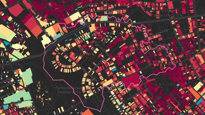 House price heatmap showing property values across Talbot Road