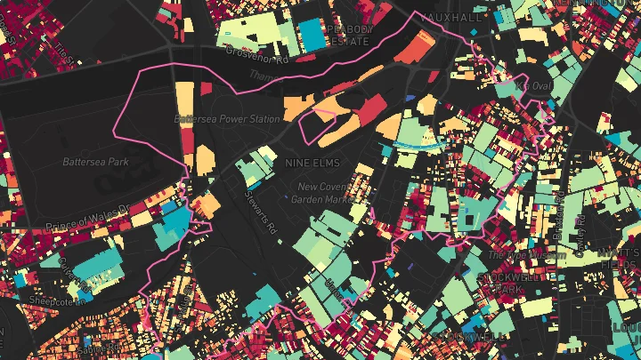 House price heatmap showing property values across Kennington