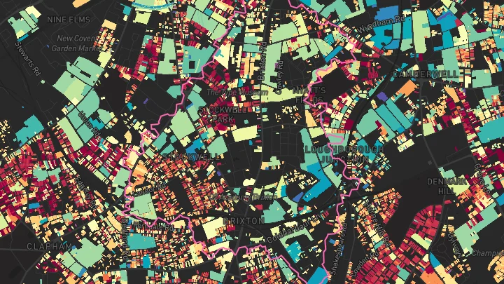 House price heatmap showing property values across Clapham