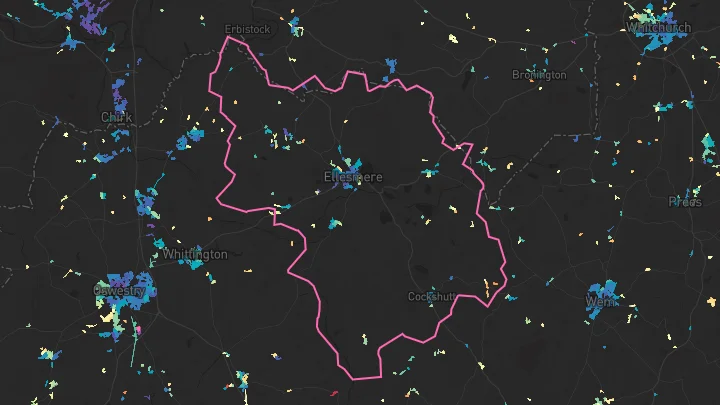 House price heatmap showing property values across Ellesmere