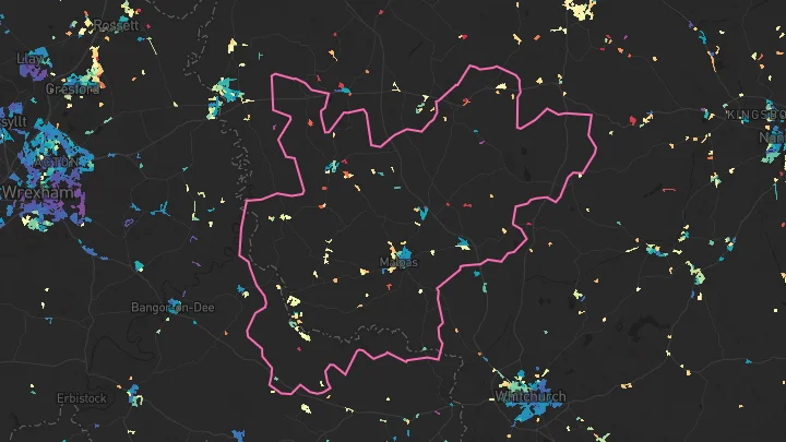 House price heatmap showing property values across Tilston