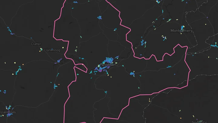 House price heatmap showing property values across Newtown