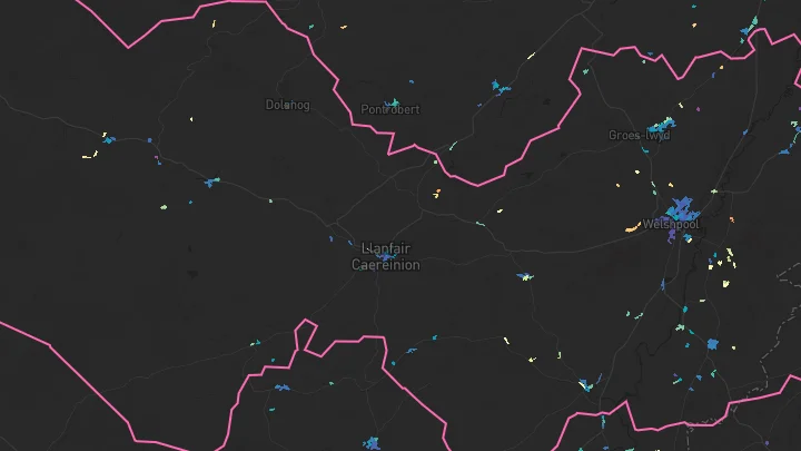 House price heatmap showing property values across Welshpool