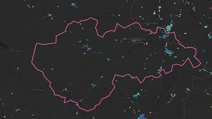 House price heatmap showing property values across Four Crosses