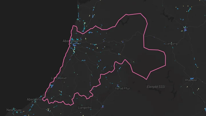 House price heatmap showing property values across Llanbadarn Fawr