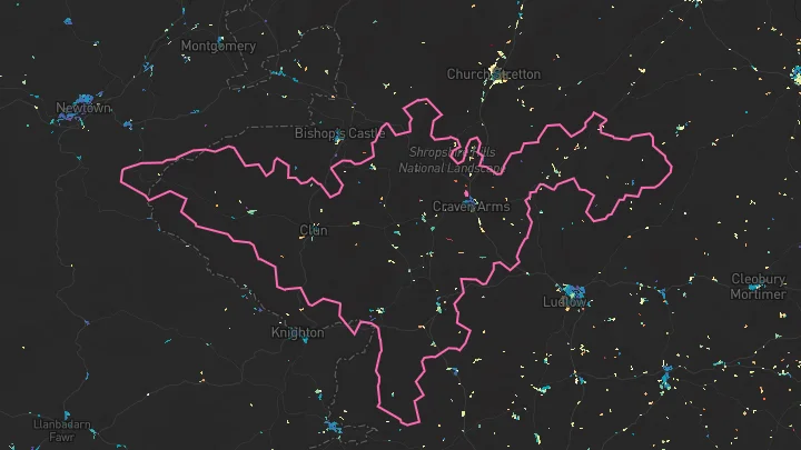 House price heatmap showing property values across Clun