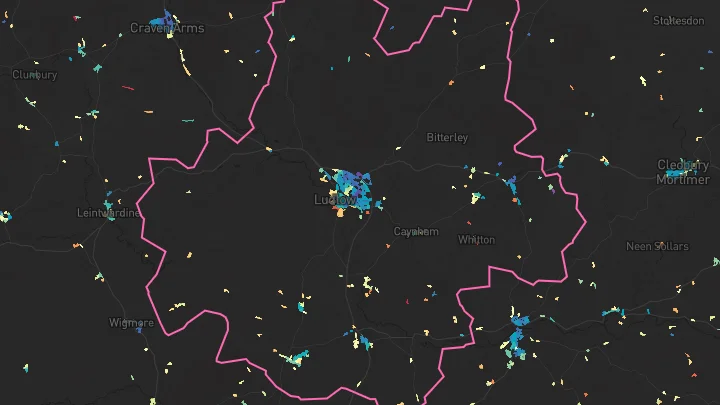 House price heatmap showing property values across Ludlow