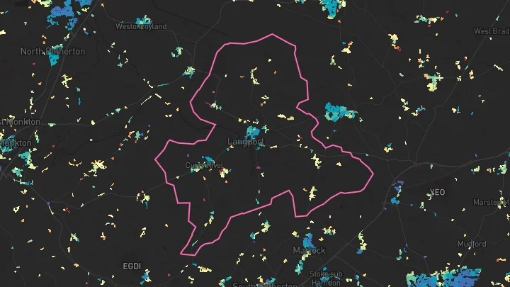 House price heatmap showing property values across Curry Rivel