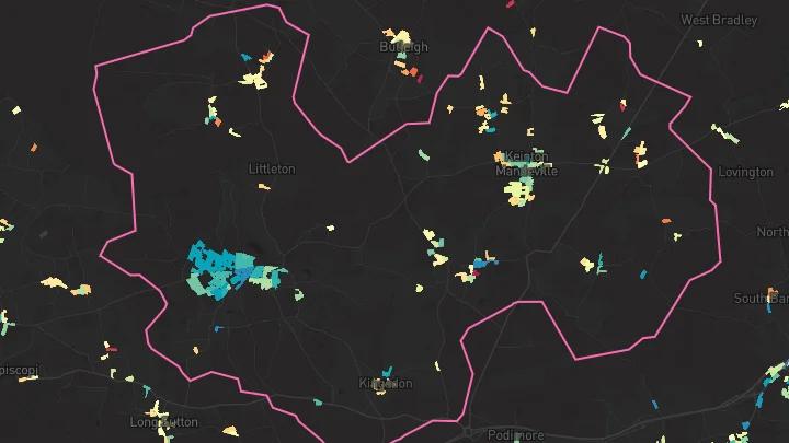 House price heatmap showing property values across Somerton
