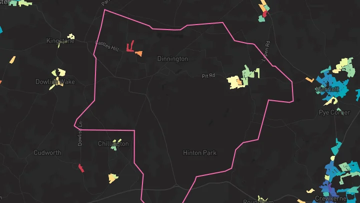 House price heatmap showing property values across Hinton St George