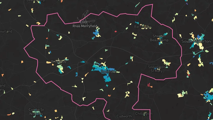 House price heatmap showing property values across Ilminster