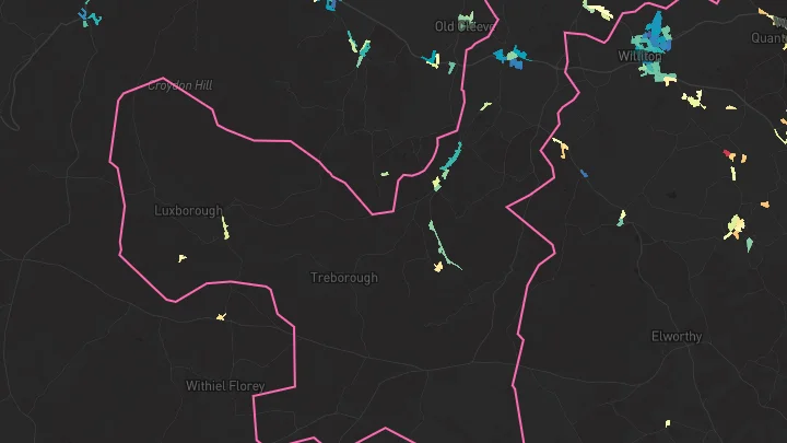 House price heatmap showing property values across Watchet