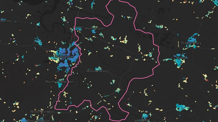 House price heatmap showing property values across Woolavington