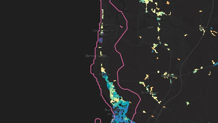 House price heatmap showing property values across Burnham-On-Sea