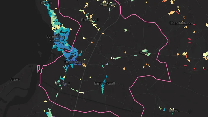 House price heatmap showing property values across Highbridge