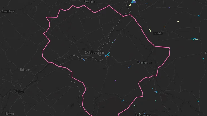 House price heatmap showing property values across Cornhill-On-Tweed